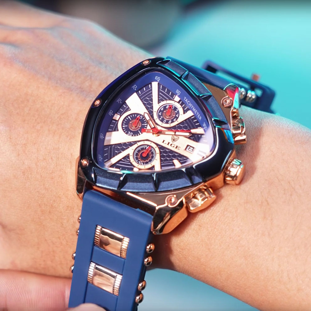 Watch Triangle Luxury - LIGE Jam Tangan Pria Modis Jam