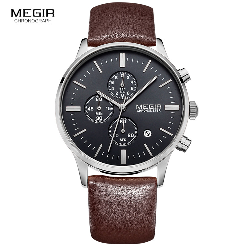 Luxury Watch Green Dial - Megir Kuarsa Jam Tangan Pria Luminous