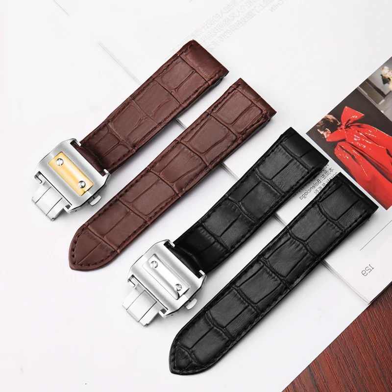 Cartier Watch Santos - Tali jam kulit sapi kualitas tinggi