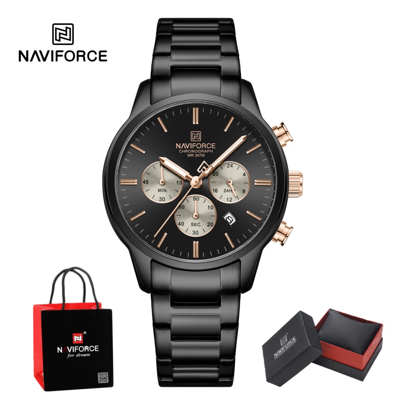 Luxury Watch With Bracelet - Jam Tangan Pria NAVIFORCE Quartz Chronograph