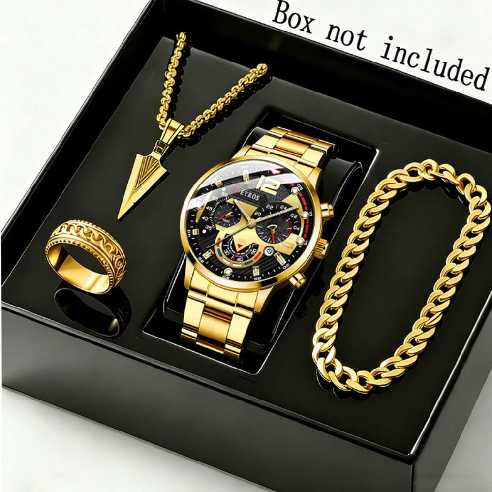 Watch Triangle Luxury - 4pcs/set Set Jam Tangan Pria dan