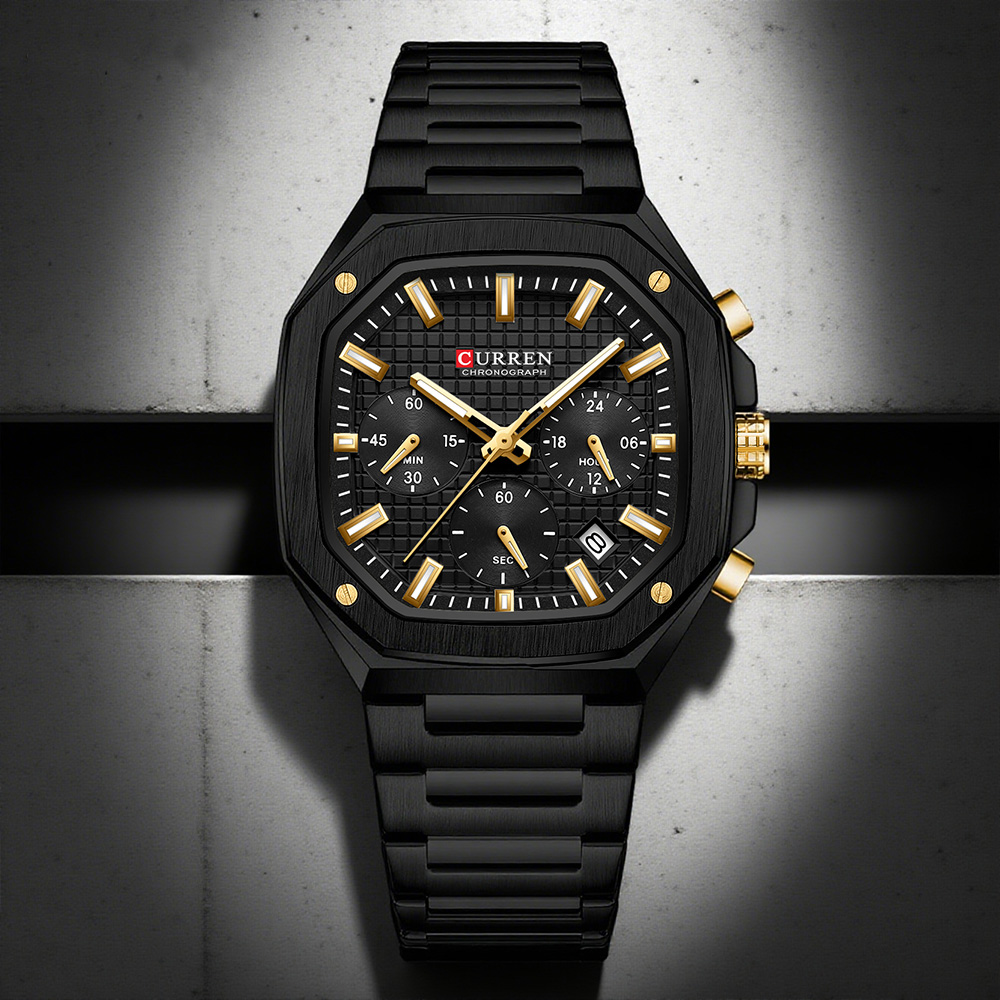 Luxury Watch With Bracelet - CURREN Jam Tangan Chrono Persegi Mewah