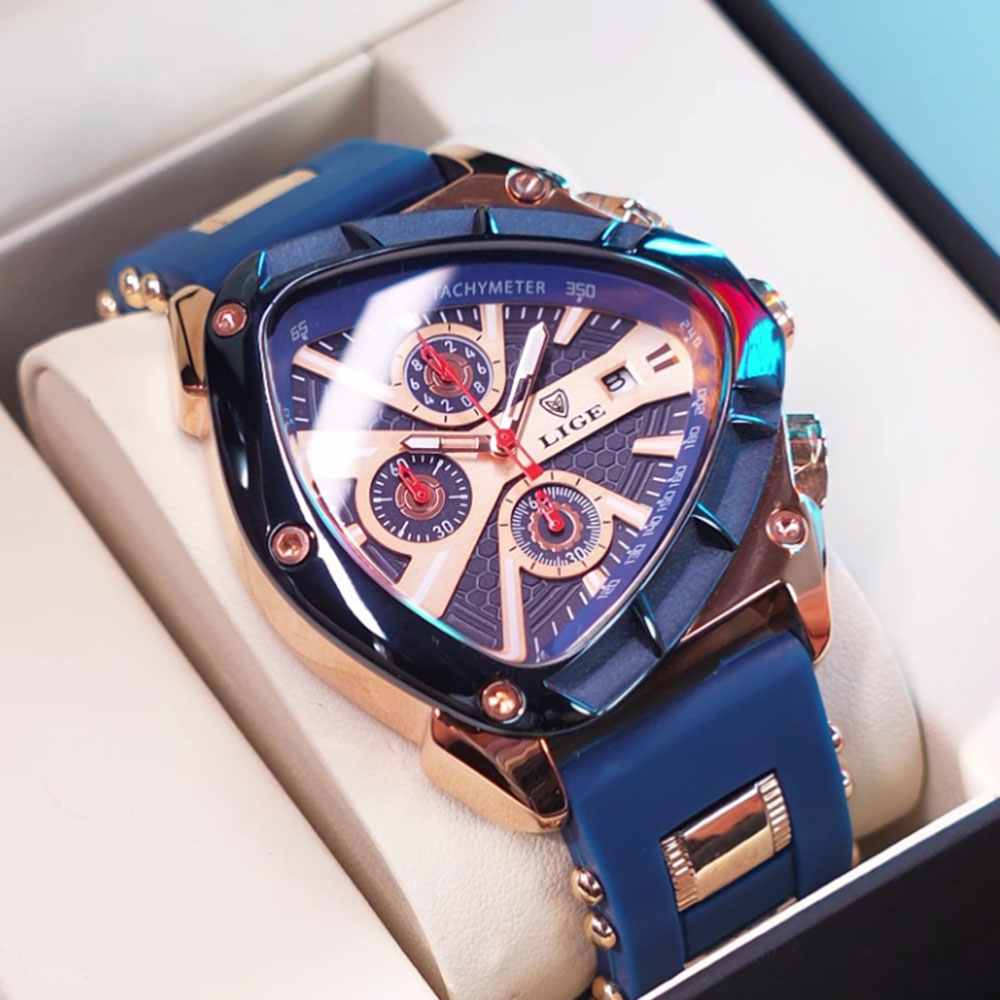 LIGE Jam Tangan Pria Modis Jam - Watch Triangle Luxury ulasan dan harga