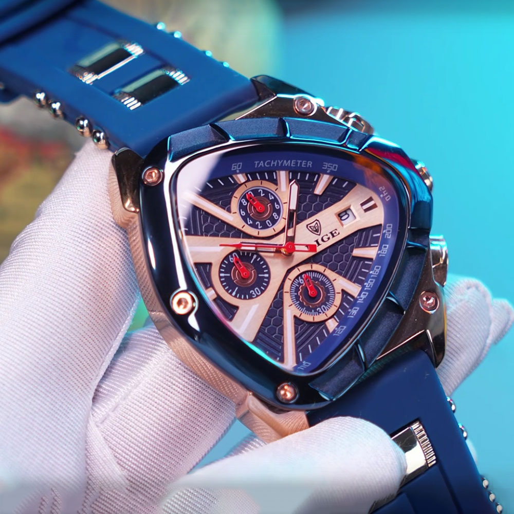 LIGE Jam Tangan Pria Modis Jam - Watch Triangle Luxury ulasan dan harga