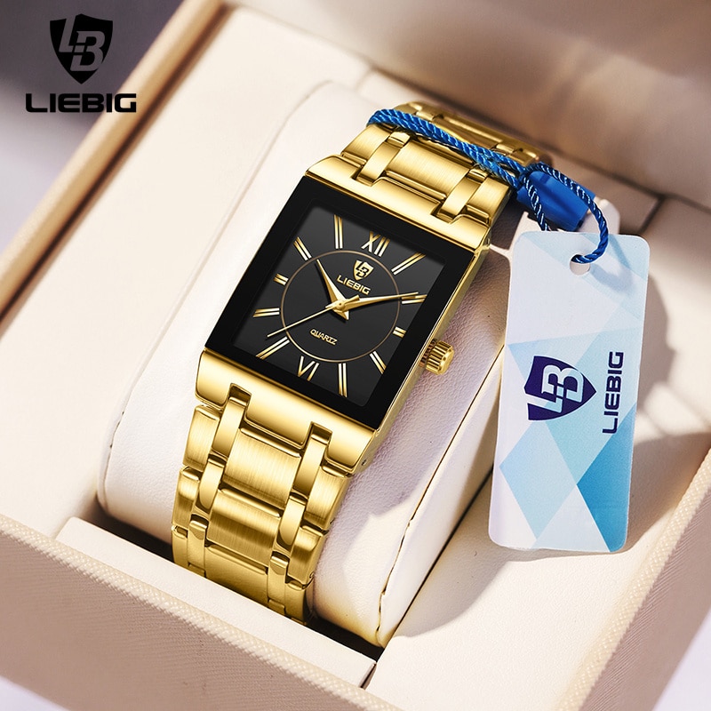 LiEBIG Jam Tangan Kuarsa Emas  - Luxury Watch Square ulasan dan harga