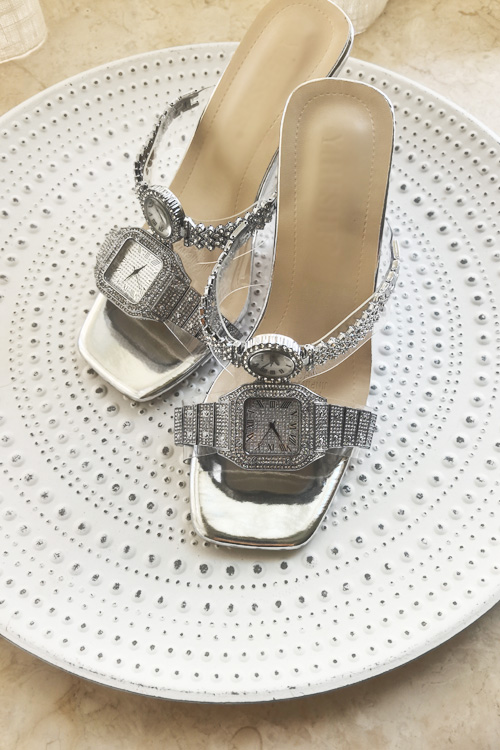 Sepatu hak tinggi kristal desa - Luxury Watch Square ulasan dan harga