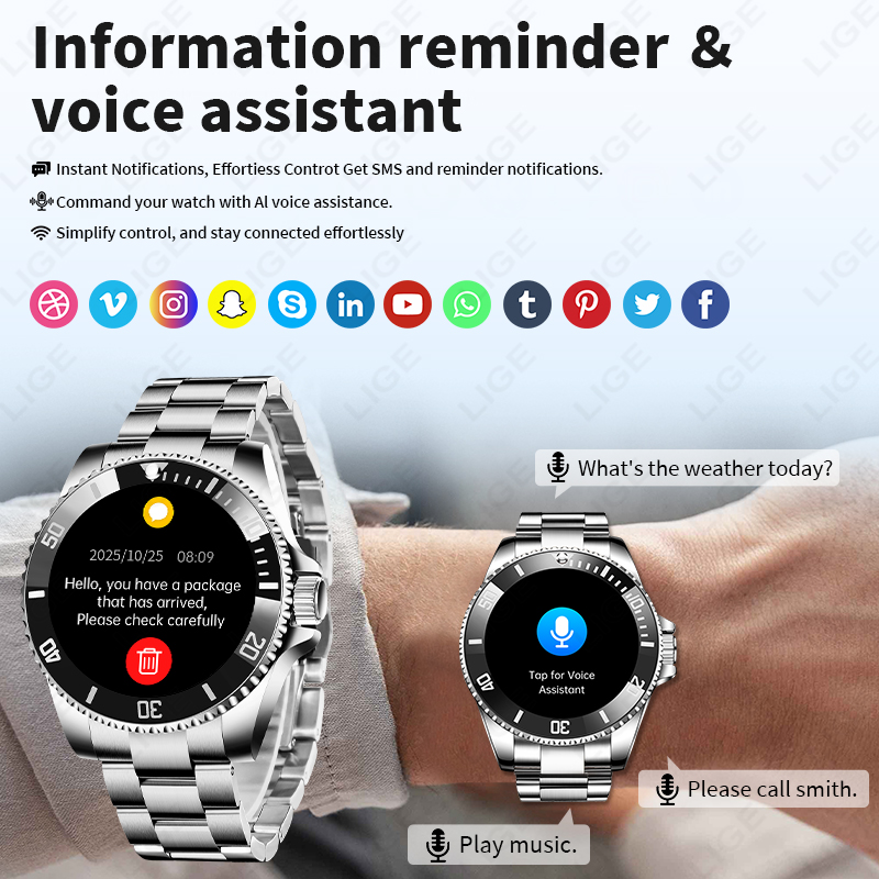 LIGE Jam Tangan Pintar Mewah B - Luxury Watch Korea ulasan dan harga