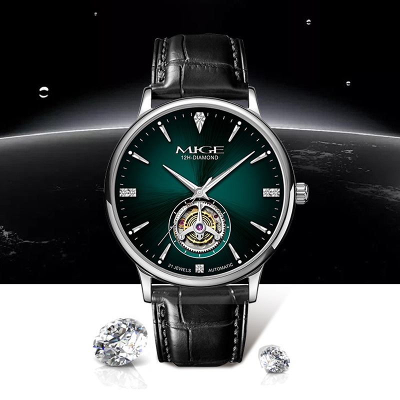 MIGE Jam Tangan Otomatis Pria  - Luxury Watch Green Dial ulasan dan harga