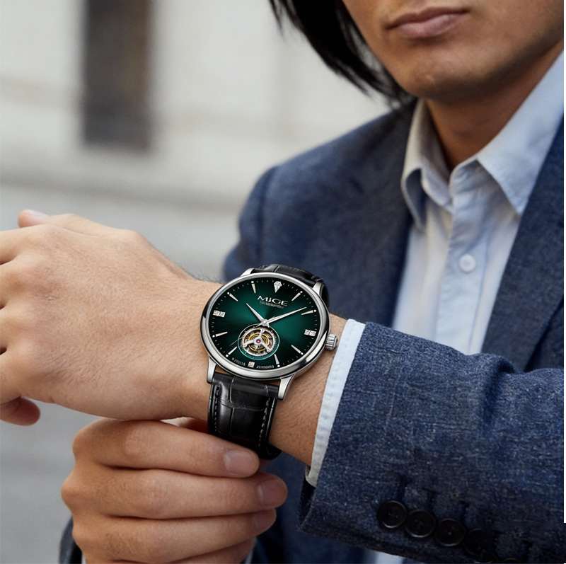 MIGE Jam Tangan Otomatis Pria  - Luxury Watch Green Dial ulasan dan harga