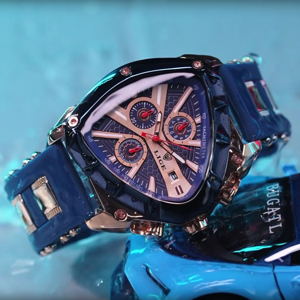 LIGE Jam Tangan Pria Modis Jam - Watch Triangle Luxury ulasan dan harga
