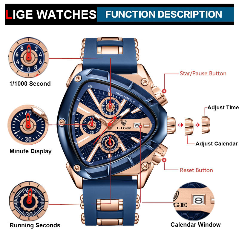 LIGE jam tangan pria antiair,  - Watch Triangle Luxury ulasan dan harga