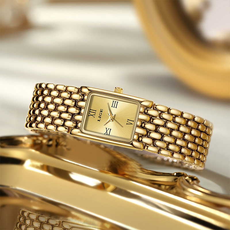 LIGE Jam Tangan Wanita Persegi - Luxury Watch Square ulasan dan harga