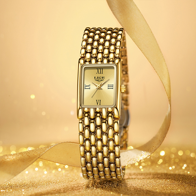 LIGE Jam Tangan Wanita Persegi - Luxury Watch Square ulasan dan harga