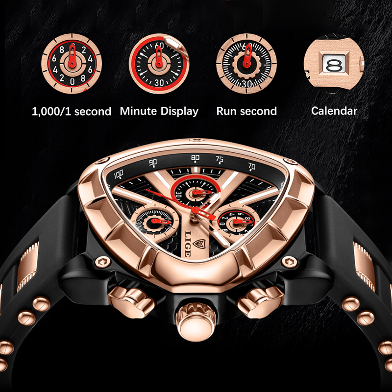 LIGE Jam Tangan Pria Modis Jam - Watch Triangle Luxury ulasan dan harga