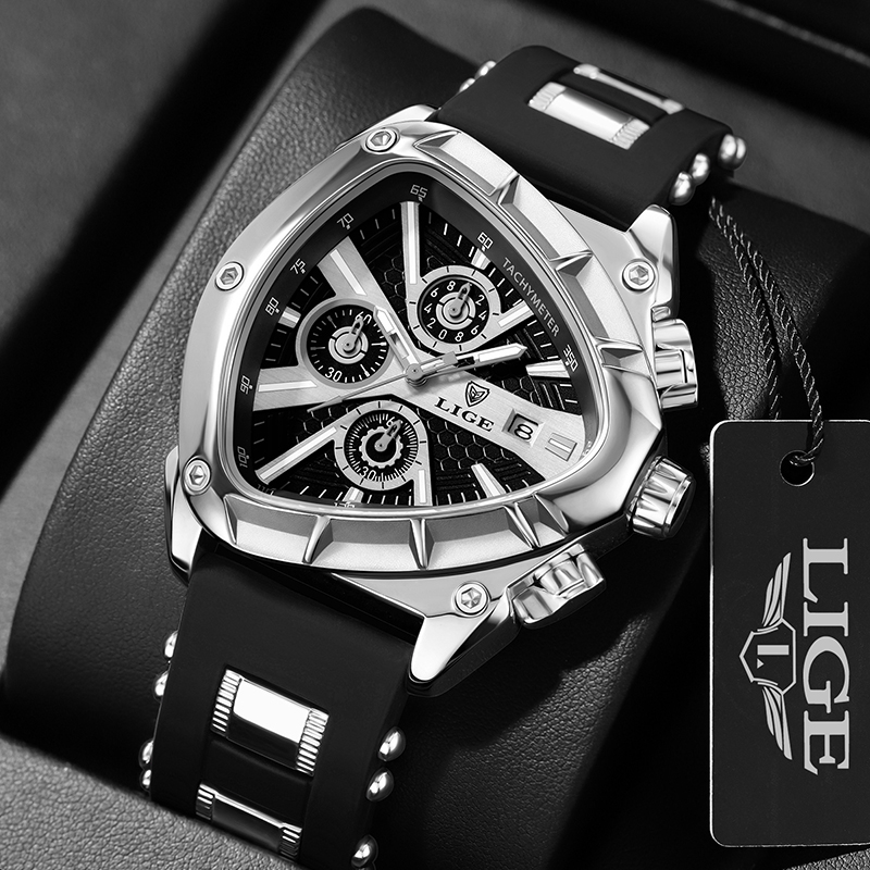 LIGE Jam Tangan Pria Modis Jam - Watch Triangle Luxury ulasan dan harga