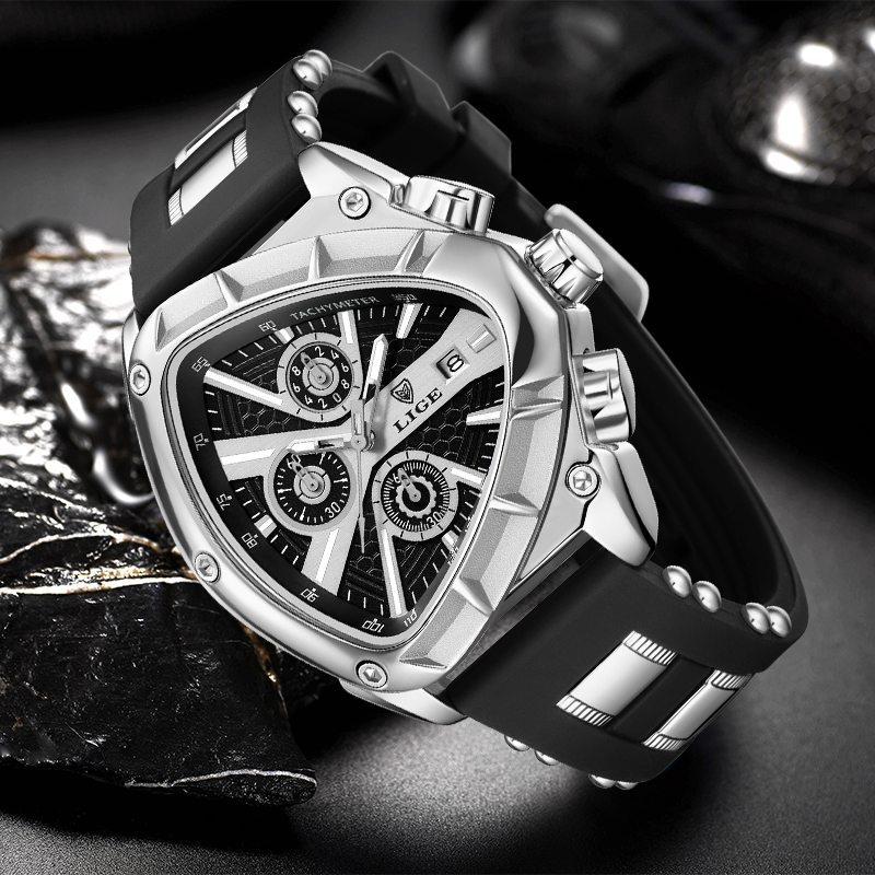 LIGE Jam Tangan Pria Modis Jam - Watch Triangle Luxury ulasan dan harga