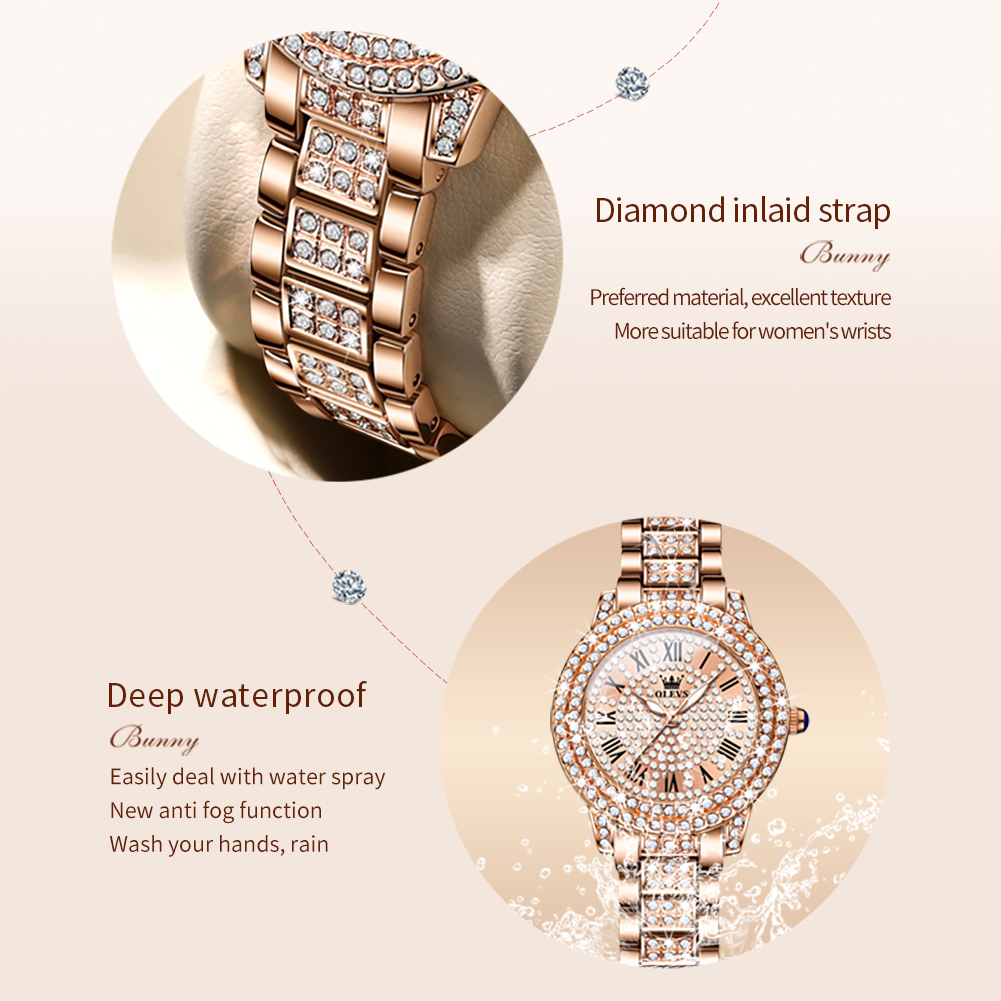 OLEVS jam tangan kuarsa wanita - Luxury Watch Gold ulasan dan harga